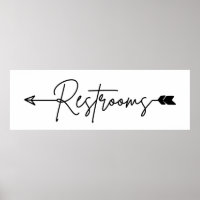 Restrooms direction sign left, party arrow Poster