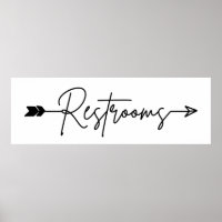 Restrooms direction sign, party arrow sign Poster