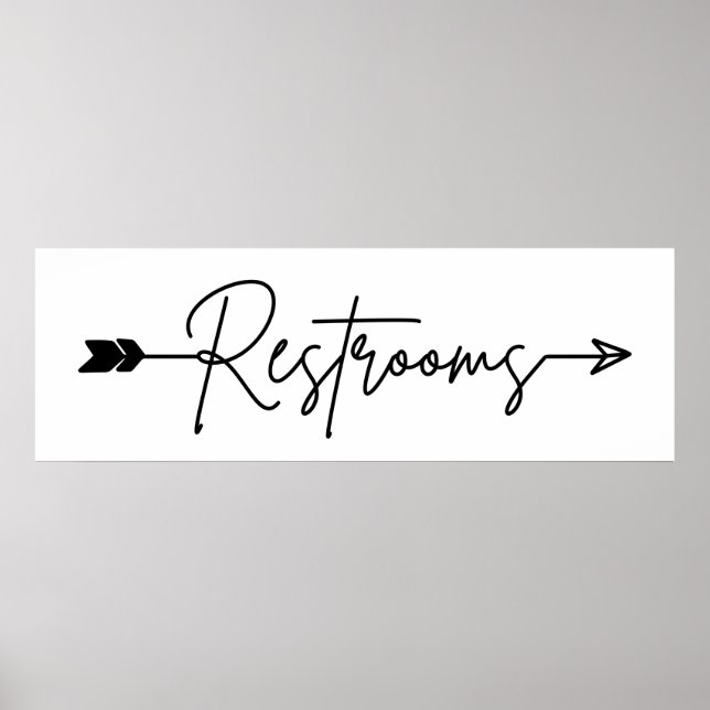 Restrooms direction sign, party arrow sign Poster (Front)