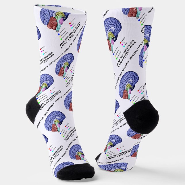 Restructure Your Thoughts Make Connections Brain Socks (Angled)