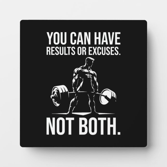 Results or Excuses - Motivational Gym, Workout Plaque (Front)