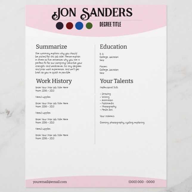 Resume Example Letterhead (Front)