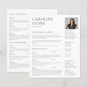 Resume Photo Contact White Modern