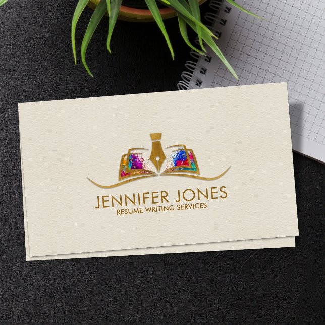 Resume Writing Services Colourful Professional  Business Card (Creator Uploaded)