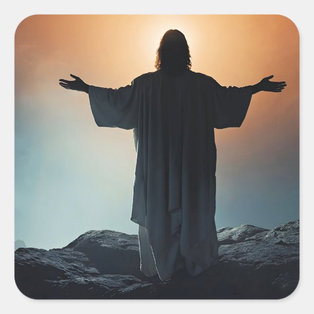 Resurrection and Ascension Square Sticker (Front)