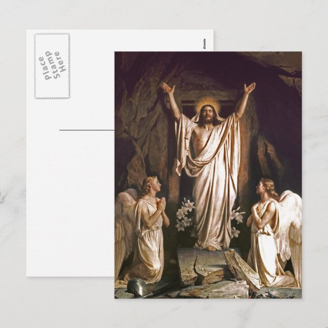 Résurrection du Christ. Cartes postales Art Pâques (Devant / Derrière)