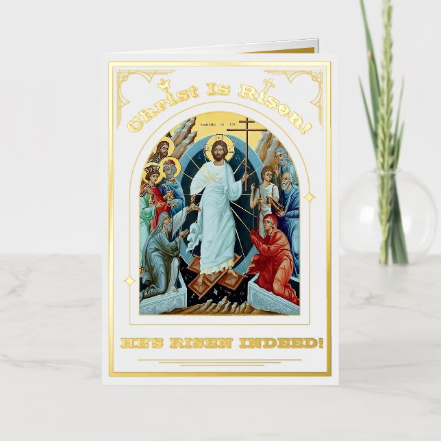 Resurrection Of Christ Orthodox Easter Foil Holiday Card (Front)