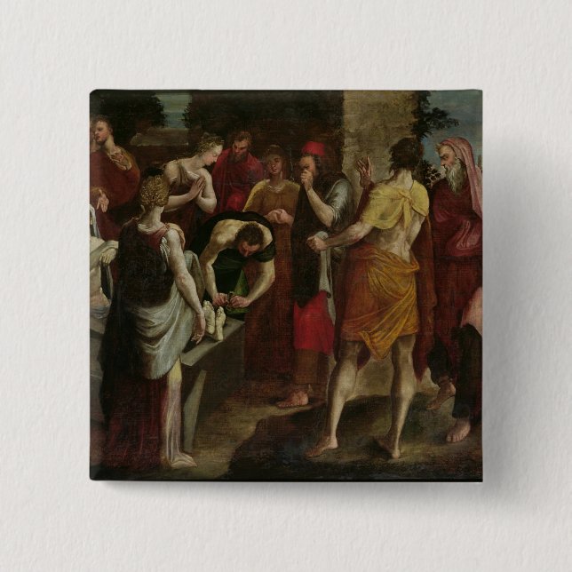 Resurrection of Lazarus 2 Inch Square Button (Front)