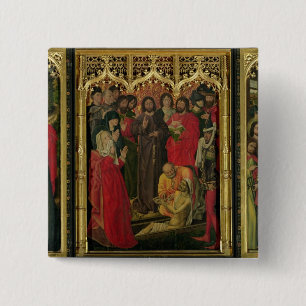 Resurrection of Lazarus Triptych; The Raising of L 2 Inch Square Button