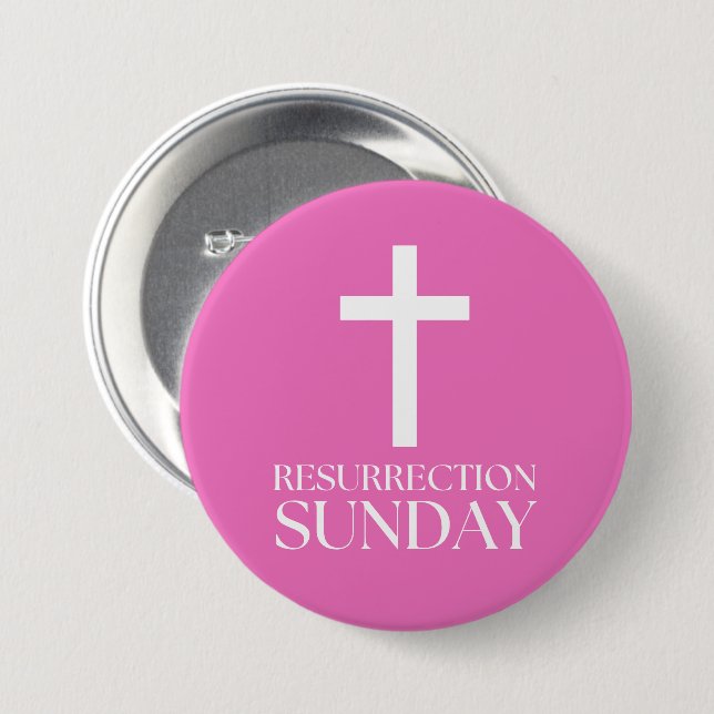 Resurrection Sunday Cross Christian Easter 3 Inch Round Button (Front & Back)