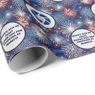 Retail Business 4th of July Fireworks Logo Text Wrapping Paper