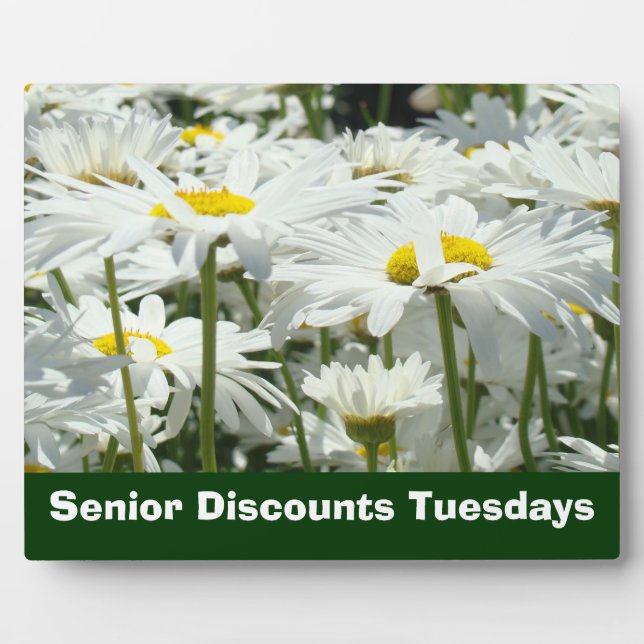 Retail Counter Plaque Senior Discounts Daisies (Front)