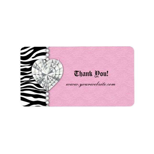Retail Jewels Zebra Lace Pearls Heart Pink Label (Front)