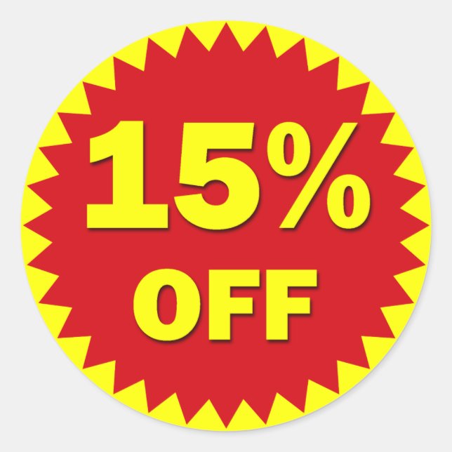 RETAIL SALE BADGE - 15% OFF CLASSIC ROUND STICKER (Front)