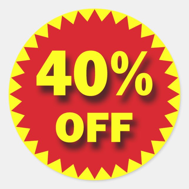 RETAIL SALE BADGE - 40% OFF CLASSIC ROUND STICKER (Front)