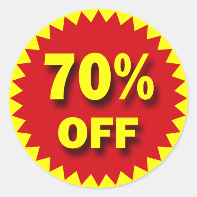 RETAIL SALE BADGE - 70% OFF CLASSIC ROUND STICKER (Front)