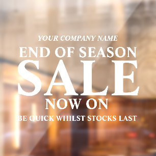 Retail sale store shop business signage white window cling