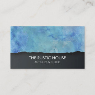 Retail Shop Store Blue Green Watercolor Wash Business Card