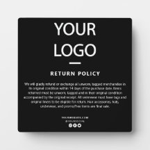 Retail Store/Boutique Return Policy Sign