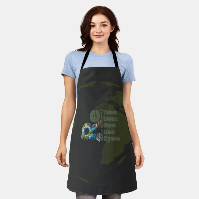Rethink Reduce Renew Reuse Recycle Save earth Apron (Worn)