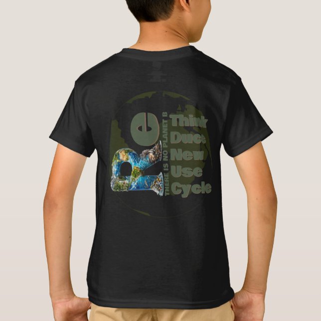 Rethink Reduce Renew Reuse Recycle Save earth T-Shirt (Back)