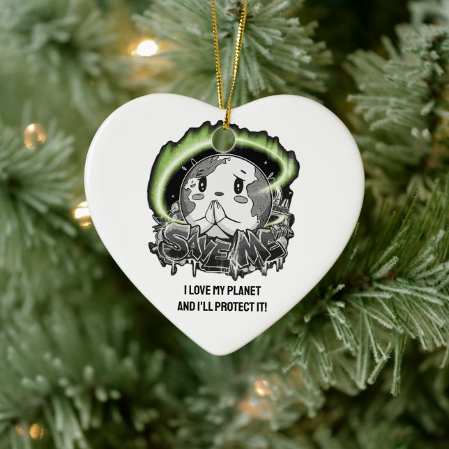 Rethink Reduce Reuse Recycle Save Earth Ceramic Ornament (Tree)
