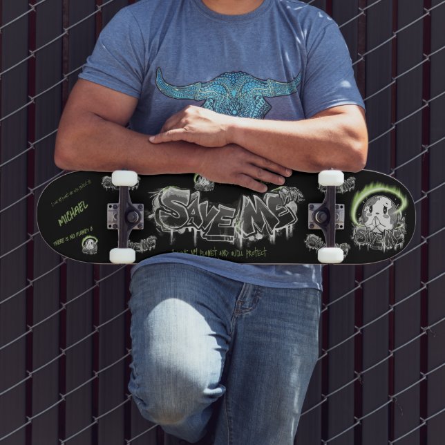 Rethink Reduce Reuse Recycle Save Earth Skateboard (Outdoor 3)