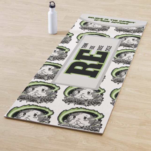 Rethink Reduce Reuse Recycle Save Earth Yoga Mat (In Situ)