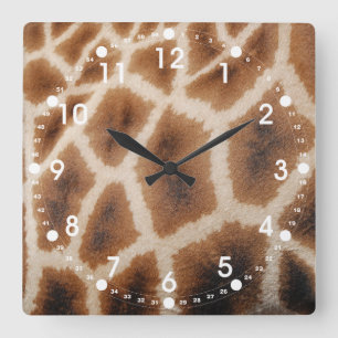 Reticulated Giraffe Pattern Wild Animal Print Gift Square Wall Clock