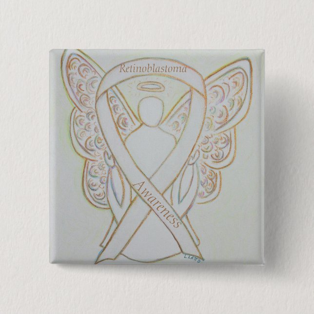 Retinoblastoma White Awareness Ribbon Angel Pin (Front)