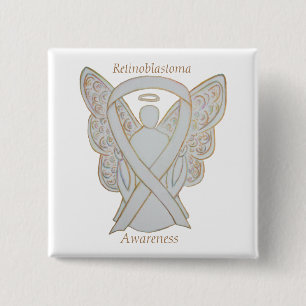 Retinoblastoma White Awareness Ribbon Angel Pin