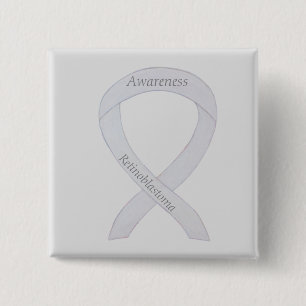Retinoblastoma White Awareness Ribbon Custom Pin