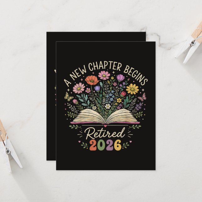 Retired 2026 A New Chapter Begins Retirement Invitation (Front/Back In Situ)