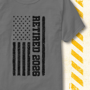 Retired 2026 American Flag Retro Vintage Patriotic T-Shirt