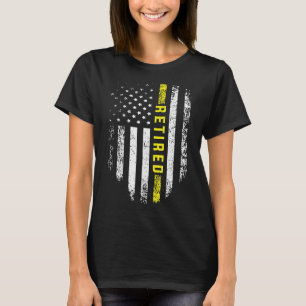 Retired 911 Dispatcher   Thin Yellow Line Flag T-Shirt