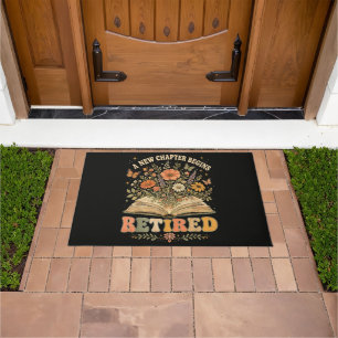Retired A New Chapter Begins Retro Floral Book Doormat