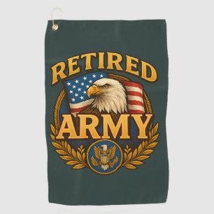 Retired ARMY Design with flag & eagle Golf Towel