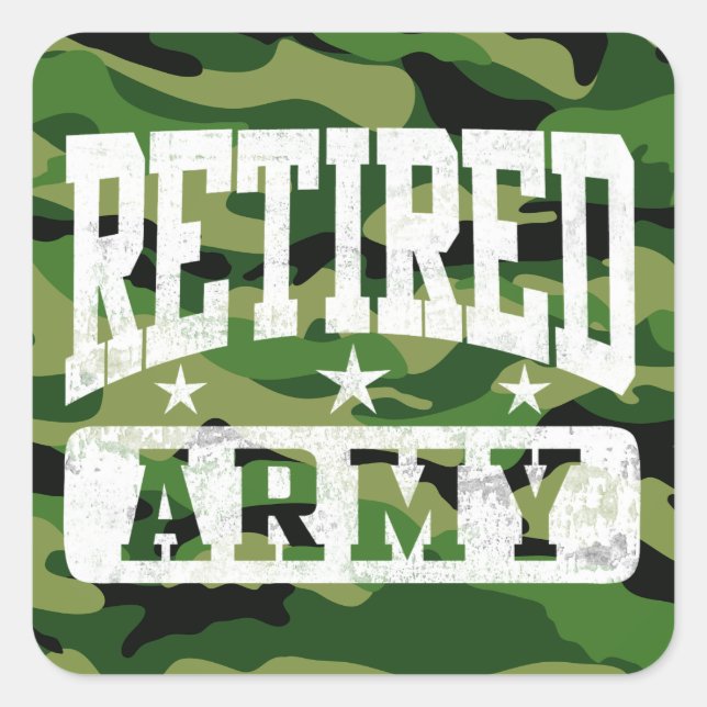 Retired Army Square Sticker (Front)