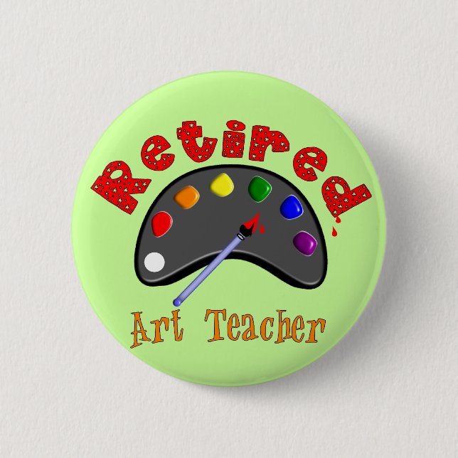 Retired Art Teacher 3D Embossed Style Pallet 2 Inch Round Button (Front)