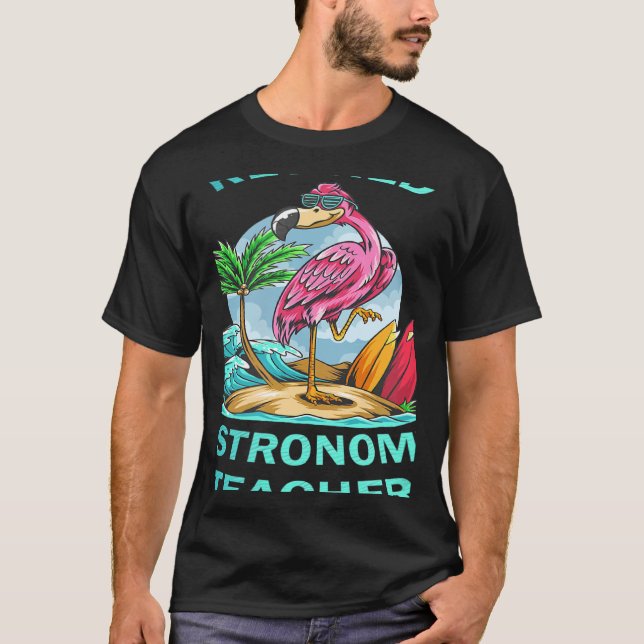 Retired Astronomy Teacher Flamingo T-Shirt (Front)