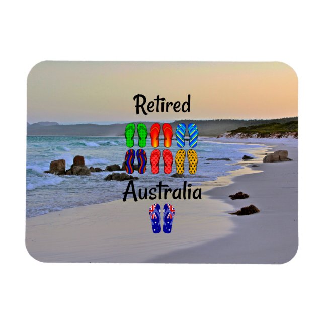 Retired--Australia, colourful flip-flops, Magnet (Horizontal)