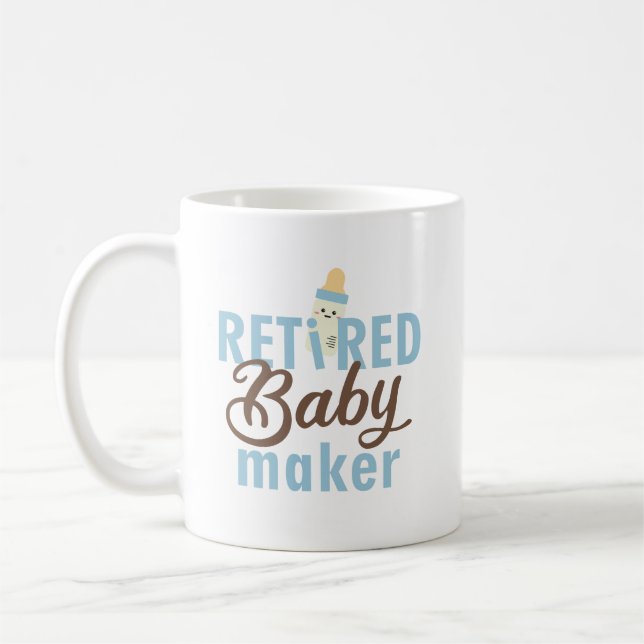 Retired Baby Maker Funny Vasectomy Modern Cute Coffee Mug (Left)