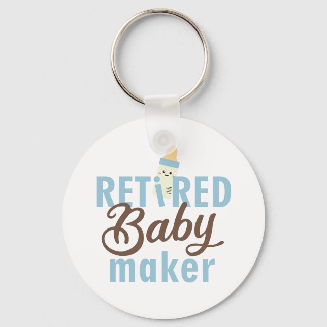 Retired Baby Maker Funny Vasectomy Modern Cute  Keychain (Front)