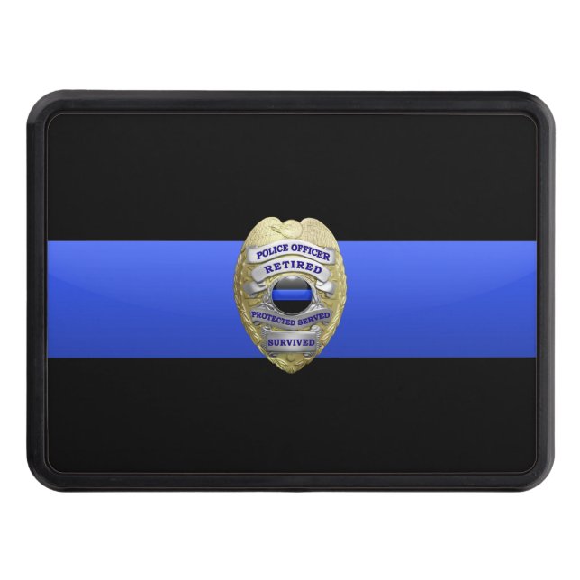 Retired Badge Thin Blue Line Hitch Cover (Front)