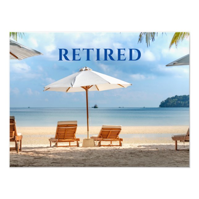 Retired Beach Lounge Chairs with Umbrella Photo Print (Front)