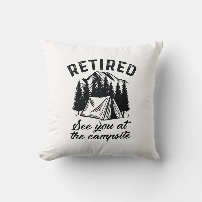 Retired Campsite Throw Pillow (Front)