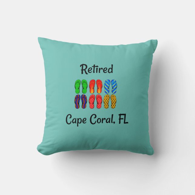 Retired, Cape Coral, FL Throw Pillow (Front)