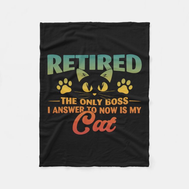 Retired Cat Funny Retirement 2024 Decoration Men W Fleece Blanket (Front)
