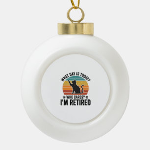 Retired Cat Vintage Sunset Funny Quote T-Shirt Des Ceramic Ball Christmas Ornament