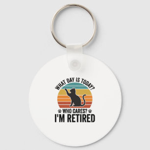 Retired Cat Vintage Sunset Funny Quote T-Shirt Des Keychain